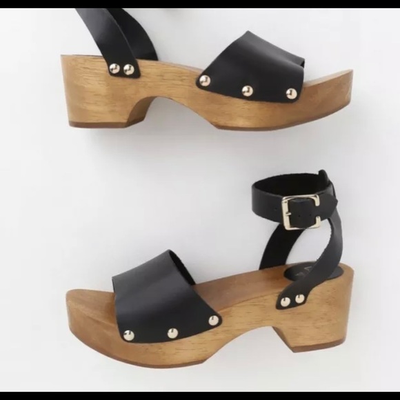 Lulu black ankle wrap clogs size 6.5 - Picture 3 of 4